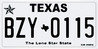 TX license plate BZY0115