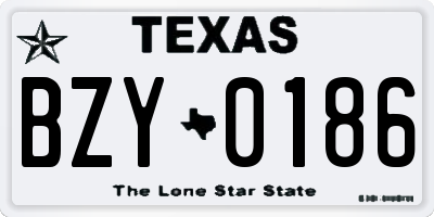 TX license plate BZY0186
