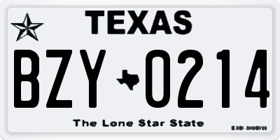 TX license plate BZY0214