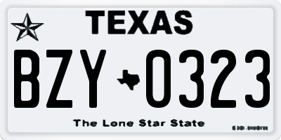 TX license plate BZY0323