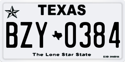 TX license plate BZY0384
