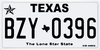 TX license plate BZY0396