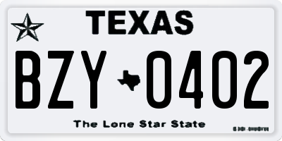 TX license plate BZY0402
