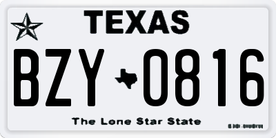 TX license plate BZY0816
