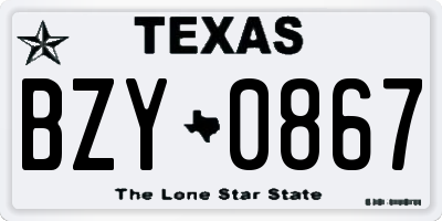 TX license plate BZY0867