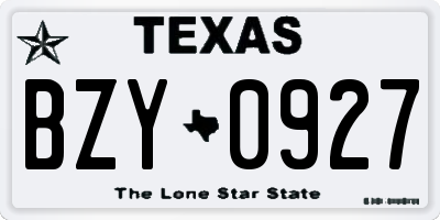 TX license plate BZY0927