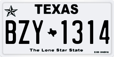 TX license plate BZY1314