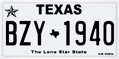TX license plate BZY1940