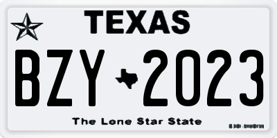 TX license plate BZY2023