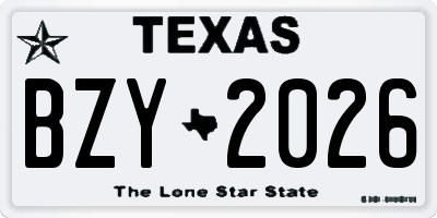 TX license plate BZY2026