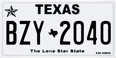 TX license plate BZY2040