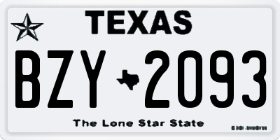 TX license plate BZY2093