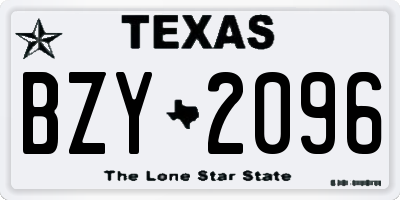 TX license plate BZY2096