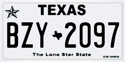 TX license plate BZY2097