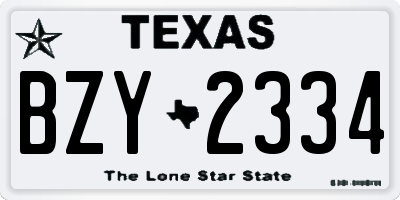 TX license plate BZY2334