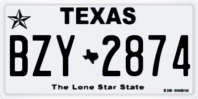 TX license plate BZY2874