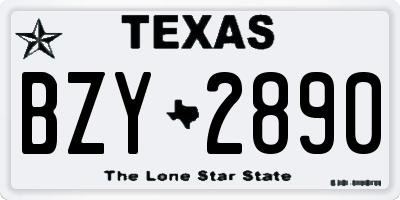 TX license plate BZY2890