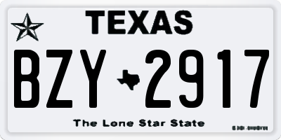 TX license plate BZY2917