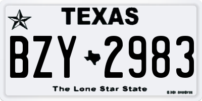 TX license plate BZY2983