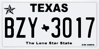 TX license plate BZY3017