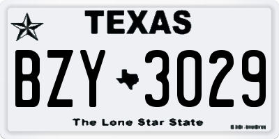 TX license plate BZY3029