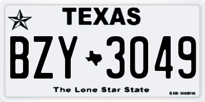 TX license plate BZY3049