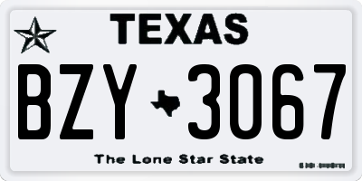 TX license plate BZY3067