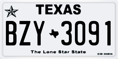TX license plate BZY3091
