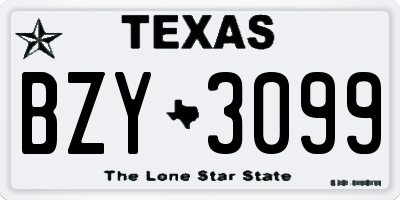 TX license plate BZY3099