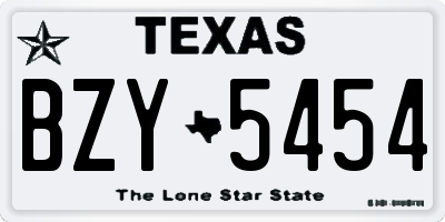 TX license plate BZY5454