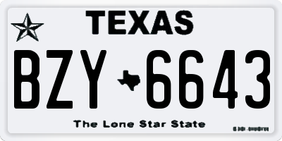 TX license plate BZY6643