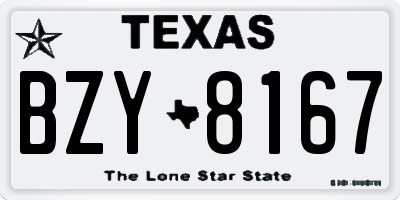 TX license plate BZY8167