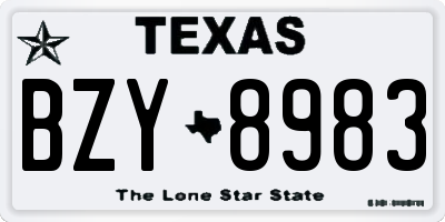 TX license plate BZY8983