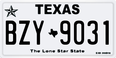 TX license plate BZY9031
