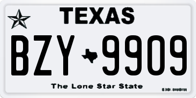 TX license plate BZY9909