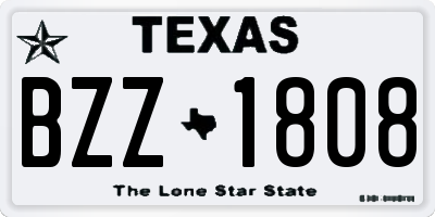 TX license plate BZZ1808