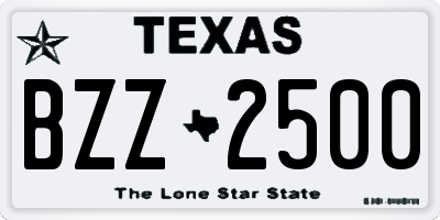 TX license plate BZZ2500