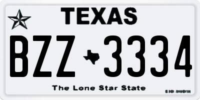 TX license plate BZZ3334