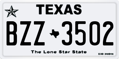 TX license plate BZZ3502