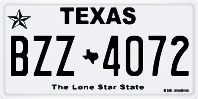TX license plate BZZ4072