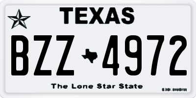 TX license plate BZZ4972