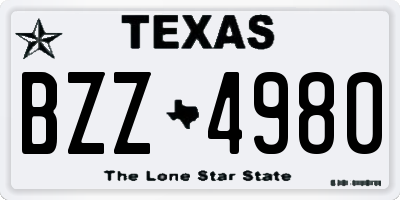 TX license plate BZZ4980