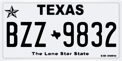 TX license plate BZZ9832