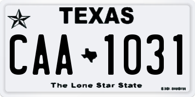 TX license plate CAA1031