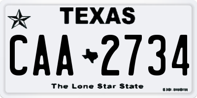 TX license plate CAA2734