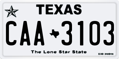 TX license plate CAA3103