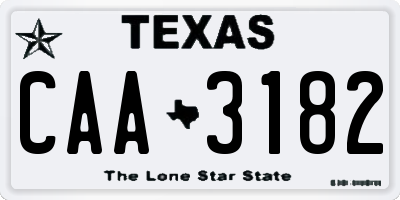 TX license plate CAA3182