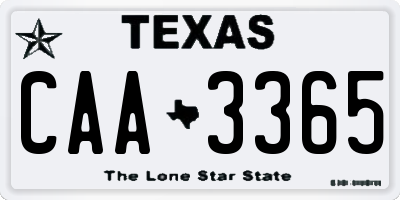 TX license plate CAA3365