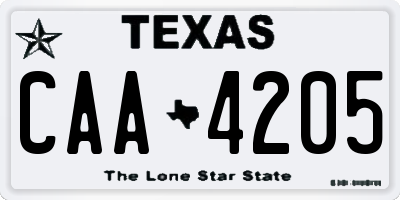 TX license plate CAA4205