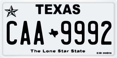 TX license plate CAA9992